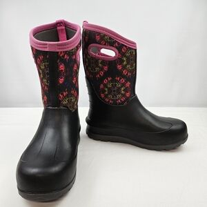 Bogs tie-dye pink black rain boots winter boots waterproof youth size 5